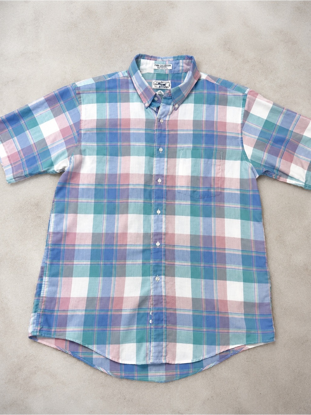 Vintage Arrow Carriage Trade Pima cotton plaid button down Mens Large 16.5 USA